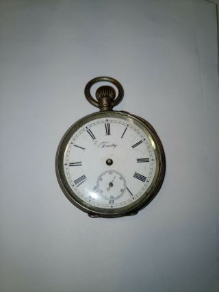 Antique Trusty Swiss Pocket Watch 800 Silver Case Not Running