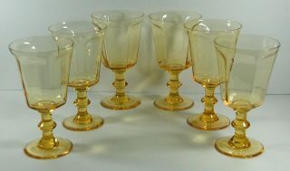 Six Lenox " Antique " Crystal Water Goblets - 6 5/8 " - Lemon Yellow