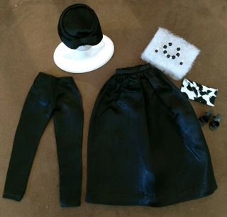 Vintage Barbie Black Satin Skirt,  Pants & Very Rare Hat Pure Wow