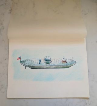 Vintage Pencil Drawing Of Naval Ship