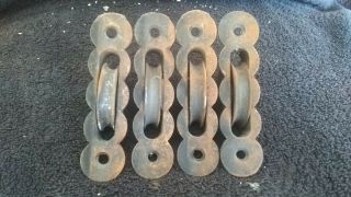 4 Early Style Vintage Antique Window Sash Pulley Weight Rollers