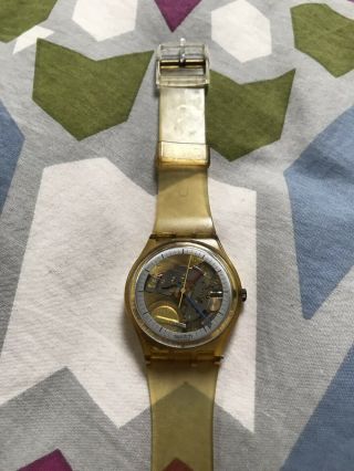 Vintage 80s Swatch Watch 4472 - P Needs Battery All The Workings Show.