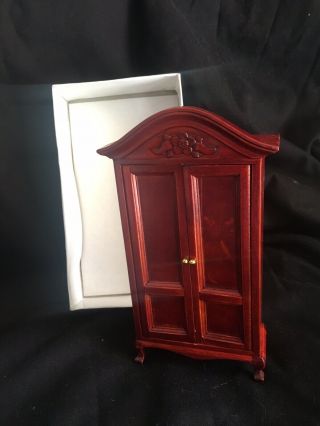 Vintage Bombay Doll House Furniture Miniature Wood Armoire 1:12