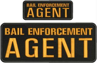 Bail Enforcement Agent Embroidery Patch 4x10 And 2x5 Hook On Back Blk/orange