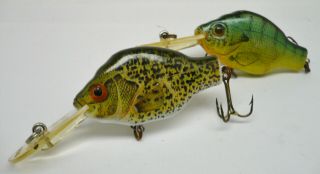 Vintage Fishing Lure,  Rebel Bait - Fish Series Wood Crankbaits,  Crappie,  Perch