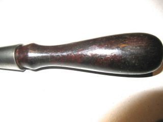 ANTIQUE HEAVY DUTY LEATHER AWL W/ HARD WOOD HANDLE IN GOOD 9 1/4 