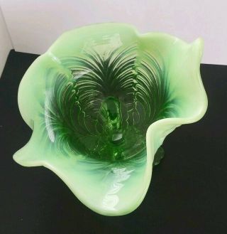 Antique Vtg Jack in the Pulpit Vase Flower Vaseline Glass Green 4