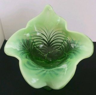 Antique Vtg Jack in the Pulpit Vase Flower Vaseline Glass Green 7