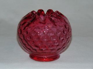 Vintage Antique Fenton Cranberry Art Glass Rose Bowl Vase