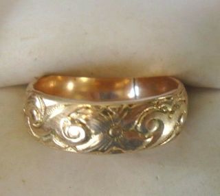Fine Antique Gold Plated Floral Ring Band Size 9