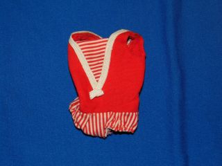 Vintage Barbie Skipper Red White Stripe Swimsuit Straight Leg Swim Suit