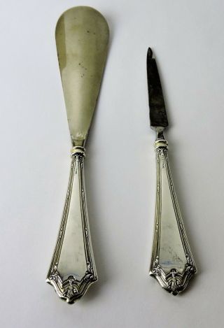 Antique F&b Sterling Silver Handle Shoe Horn And Nail File