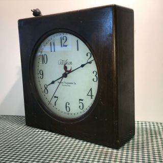 Antique 1920 Warren Telechron Industrial Factory School Electric Oak Wall Clock