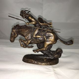 Vintage Bronze Statue Cheyenne Signed By Frederic Remington Approx 5x5.  5 No Base