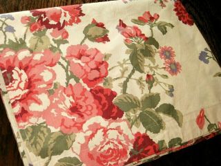 Vintage Eddie Bauer Antique Floral Cotton Twin Size Flat Sheet Made In Portugal