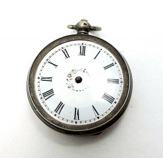 Antique Victorian Swiss 800 Silver Pocket Watch Scrap Spares Enamel Face