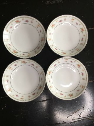 Set Of 4 Vintage Abingdon Pink Rose Fruit Bowls Fine Porcelain China,  Made Japan