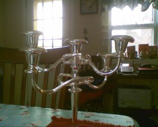 Silverplated 5 Tapers 4 Arm Candelabra Candle Holder 11” E.  P.  Zinc Silver Plated