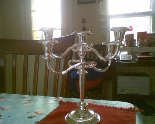 Silverplated 5 Tapers 4 Arm Candelabra Candle Holder 11” E.  P.  ZINC SILVER PLATED 2