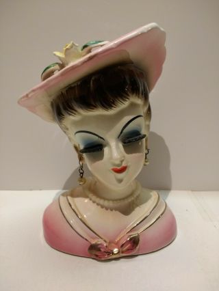 Vintage Lady Head Vase 5.  75 "