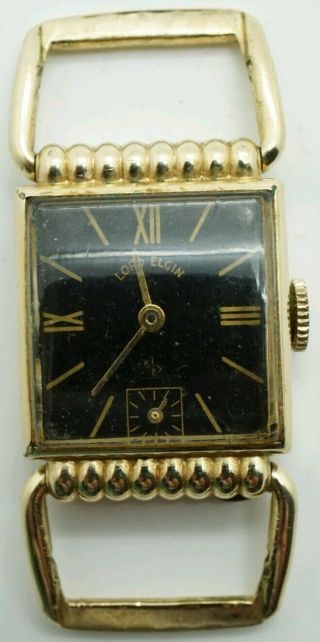 Vintage Lord Elgin 14k G.  F.  Cal.  626 21 Jewel Driver Wrist Watch Runs For Repair