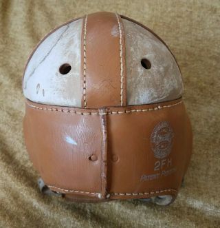Vintage Spalding Leather Helmet 2FH Model Size Medium w/ Chinstrap Very Rare 4