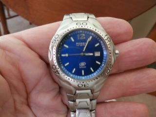 Vintage Fossil Blue Men ' s Wrist Watch 100 Meters Stainless Steel AM - 3007 340001 2
