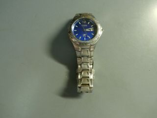 Vintage Fossil Blue Men ' s Wrist Watch 100 Meters Stainless Steel AM - 3007 340001 3