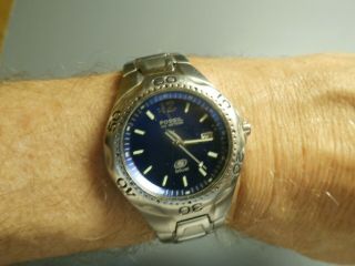 Vintage Fossil Blue Men ' s Wrist Watch 100 Meters Stainless Steel AM - 3007 340001 5