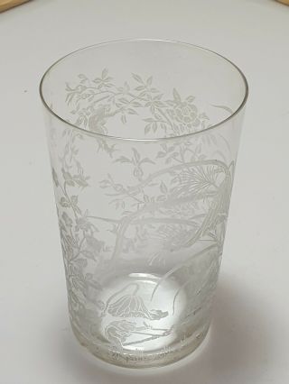 4 Handblown Glasses Engraved With Scenes Of Frogs & Monkey After Kawanabe Kyosai 2