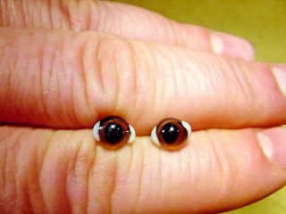 a pair vintage solid Glass Eyes size 8 mm for teady bear or doll age 1910 A 55 5