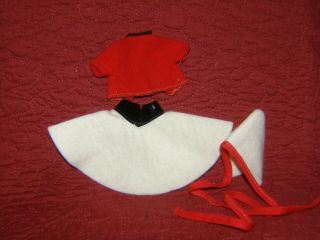 Betsy Mccall: Vintage Skating Outfit; White Felt Skirt,  Red Jacket,  & White Hat