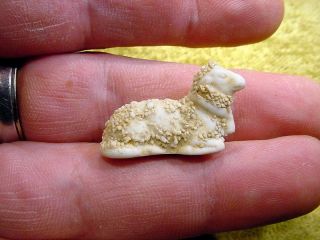 Excavated Vintage Snow Baby Sheep Fève Ancient Length 1.  1 Inch Age 1890 11305