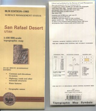 Usgs Blm Edition Topographic Map Utah San Rafael Desert - 1985 - Surface - 100k