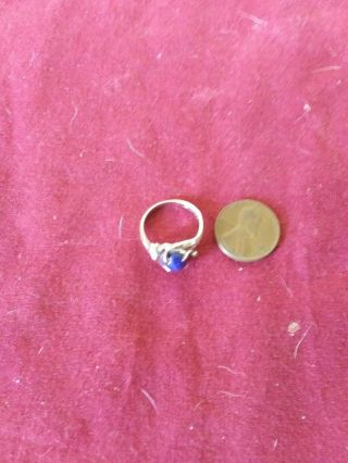 Vintage 10k White Gold Romany Blue Star Sappire And Diamond Ring 2.  7g