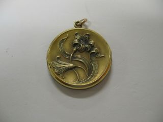 Antique Victorian Gold Filled Locket With Paste Stone & Antique Photo Pendant