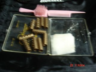 Vintage Mattel Barbie Color ‘n Curl - Gold Curlers Wraps - Pins - Comb & Brush 1965