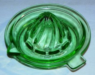 Antique Green Vaseline Uranium Depression Glass Lemon Orange Lime Juicer Reamer