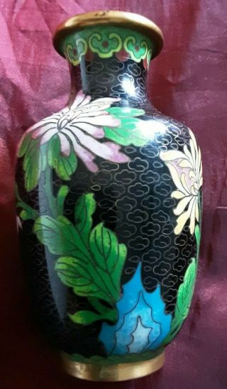 Fine Early 19th Chinese Cloisonne Gilt Metal Vase,  Quing Dynasty Vase,