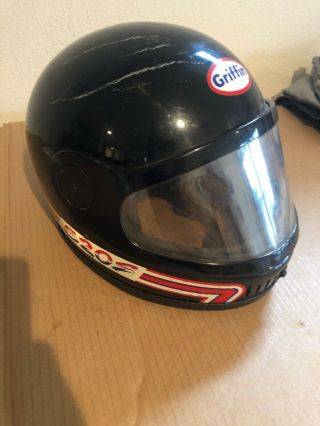 Vintage 1987 Griffin 520s Black & Red Snowmobile Helmet Small -