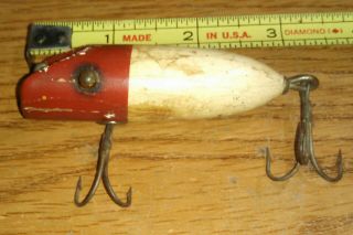Vintage Wooden South Bend Babe Oreno Fishing Lure 972 Red/white Color Tack Eyes