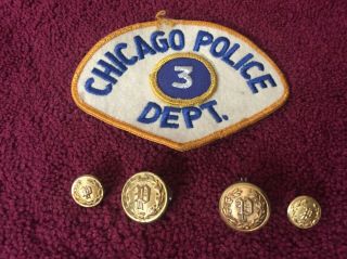 Waterbury Chicago Police Buttons (2 Sizes) And Patch