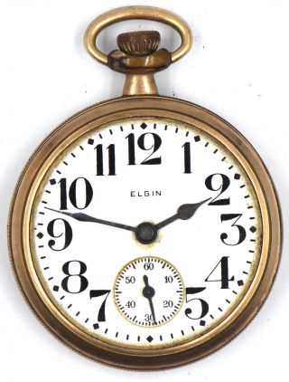 Antique Elgin Open Face 16s Pocket Watch 7j Model 7 And Repair C1925