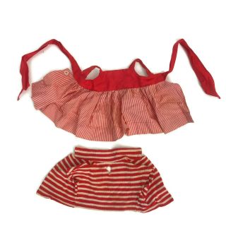 Vintage 1960s Mattel Chatty Cathy Doll Red Peppermint Stock Striped Dress Bonus