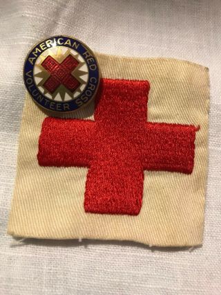 Vintage American Red Cross Volunteer Pin & Patch