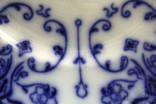 Antique Conway Flow Blue Semi Porcelain Wharf Round Plate 3