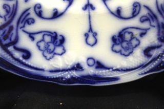 Antique Conway Flow Blue Semi Porcelain Wharf Round Plate 4