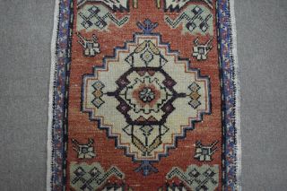 Antiques Handmade Small Carpet Vintage Home Decor 19.  7 X 33.  9 Inch Turkish Rug
