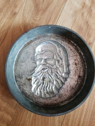 Old Vintage Or Antique Metal Or Tin Santa Clause Face Head Cake Jello Pan Mold