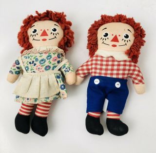 Vintage Raggedy Ann And Andy Stuffed Dolls 7” Knickerbocker 4 - 0